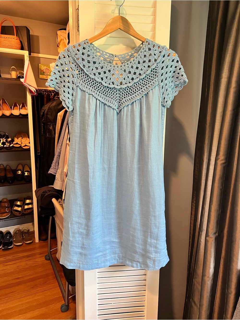 Calypso St. Barth Linen Crochet Yoke Dress